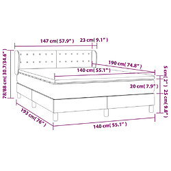 vidaXL Sommier à lattes de lit et matelas Bleu foncé 140x190cm Velours pas cher