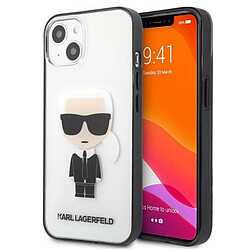 Karl Lagerfeld Ikonik Karl - Coque pour iPhone 13 mini (Transparente / Cadre Noir)