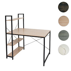 Mendler Bureau avec étagère HWC-K81, table d'ordinateur portable table de travail, 100x60cm métal bois ~ naturel