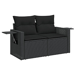 Avis vidaXL Salon de jardin 3 pcs avec coussins noir résine tressée