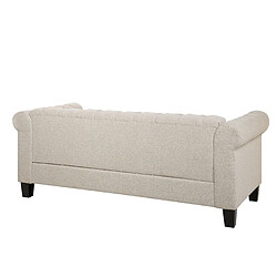 Beliani Canapé 3 places en tissu beige avec pieds droits CHESTERFIELD pas cher