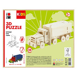 Marabu 0317000000004 Kids 3D Puzzle en Bois pour Camion, 38 pièces, env. 19 x 8 cm, Marron 