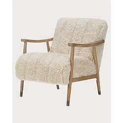 Avis UNIQKA Lina - Fauteuil en bois massif et véritable peau de mouton