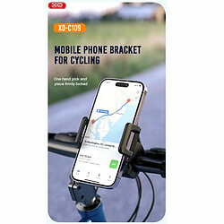 XO C109 Vélo - Moto - Scooter - Support de smartphone fixe à cadre quad avec verrouillage sécurisé et adust Noir