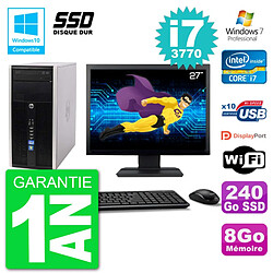 PC HP 6300 MT Ecran 27" Core i7-3770 RAM 8Go SSD 240Go Graveur DVD Wifi W7 - Occasion