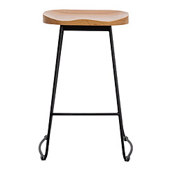 Moloo NAT - Tabouret de bar industriel anthracite mat/chêne pieds métal mat(x2) pas cher