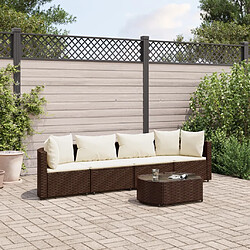 vidaXL Salon de jardin avec coussins 5 pcs marron résine tressée 