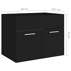 vidaXL Armoire d'évier Noir 60x38,5x46 cm Aggloméré pas cher