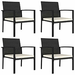 Maison Chic Lot de 4 Chaises de salle à manger de jardin - Fauteuil d'extérieur Résine tressée Noir -MN88399