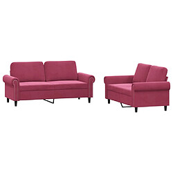 vidaXL Ensemble de canapés 2 pcs avec coussins Rouge bordeaux Velours