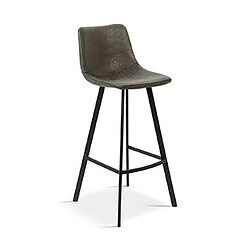 Mes Lot de 2 chaises de bar H78 cm en PU gris foncé - POHAN