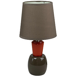 Corep Lampe a poser pied ceramique orange et marron chocolat luminaire