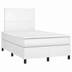 Avis Maison Chic Lit adulte- Lit + matelas + LED,Sommier à lattes de lit matelas LED blanc 120x190 cm similicuir -GKD67149