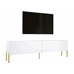 3XELIVING Meuble TV en couleur Blanc mat avec pieds droits en or, D: l : 170 cm, H : 52 cm, P : 32 cm