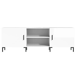 Maison Chic Meuble TV scandinave - Banc TV pour salon blanc brillant 150x30x50 cm bois d'ingénierie -MN86046 pas cher