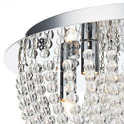 Luminaire Center Plafonnier Saigon cristal et chrome poli 5 ampoules