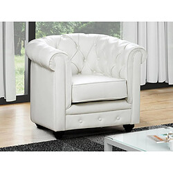 Vente-Unique Fauteuil en simili CHESTERFIELD - Blanc 