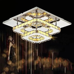 Stoex Plafonnier en Cristal Miroir Acier Inoxydable Moderne LED Double-pont Luminaire Lustre Eclairage Blanc chaud 