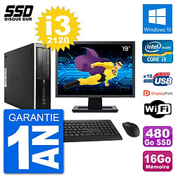 PC HP Compaq 6200 Pro SFF Ecran 19" i3-2120 RAM 16Go SSD 480Go Windows 10 Wifi · Occasion 