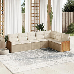 vidaXL Salon de jardin avec coussins 7 pcs beige résine tressée