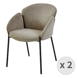 Moloo CANDICE-Chaise en tissu chevrons Marron Clair et pieds métal noir (x2)
