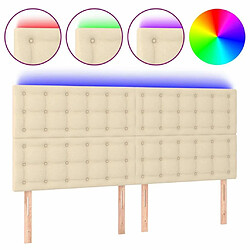 Maison Chic Tête de lit scandinave à LED,meuble de chambre Crème 160x5x118/128 cm Tissu -MN64507