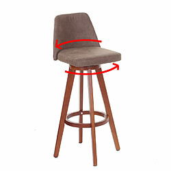 Mendler Tabouret de bar HWC-C43, chaise de bar, bois textile pivotant ~ marron vintage, pieds clairs