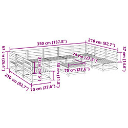 vidaXL Salon de jardin 10 pcs bois massif&nbsp;sapin de douglas pas cher