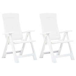 Maison Chic Lot de 2 Chaises inclinables de jardin - Fauteuil d'extérieur Plastique Blanc -MN74104