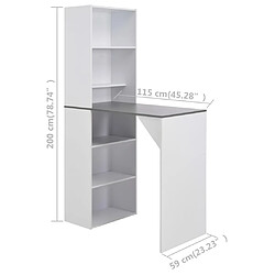 vidaXL Table de bar avec armoire Blanc 115x59x200 cm pas cher