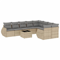 Maison Chic Salon de jardin avec coussins 10 pcs | Ensemble de Table et chaises | Mobilier d'Extérieur beige résine tressée -GKD71163