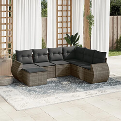 vidaXL Salon de jardin avec coussins 7 pcs gris résine tressée 