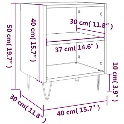 vidaXL Tables de chevet 2pcs chêne marron 40x30x50cm bois d'ingénierie pas cher