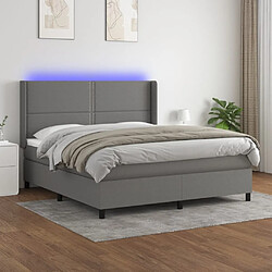 vidaXL Sommier à lattes de lit matelas LED Gris foncé 160x200 cm Tissu 