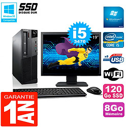 PC Lenovo M92p SFF Ecran 19" Core I5-3470 8Go Disque 120Go SSD Wifi W7 · Occasion 