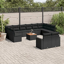 Maison Chic Salon de jardin avec coussins 13 pcs, Ensemble Tables et chaises de jardin, noir résine tressée -GKD720528