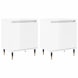 vidaXL Tables de chevet 2pcs blanc brillant 40x30x50cm bois ingénierie