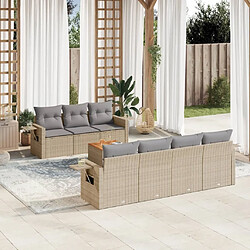 Maison Chic Salon de jardin avec coussins 8 pcs | Ensemble de Table et chaises | Mobilier d'Extérieur beige résine tressée -GKD75791