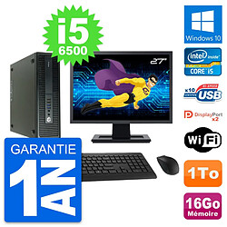 PC HP 600 G2 SFF Ecran 27" Intel i5-6500 RAM 16Go Disque Dur 1To Windows 10 Wifi · Occasion 