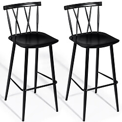 Helloshop26 Lot de 2 chaises de bar de style moderne en métal 47,5 x 41 x 105 cm pour bistro cuisine café noir charge max 150 kg 20_0005185 