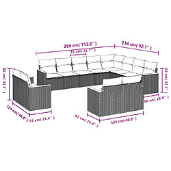 Avis vidaXL Salon de jardin avec coussins 12 pcs gris résine tressée