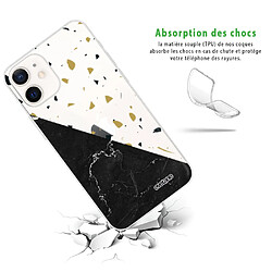 Avis Coque iPhone 12 mini souple transparente Terrazzo marbre Noir Motif Ecriture Tendance Evetane