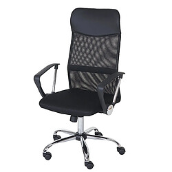 Decoshop26 Chaise fauteuil de bureau sur roulettes ergonomique pivotant en tissu synthétique noir 04_0001897 