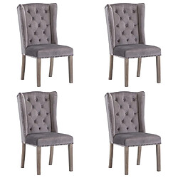 Decoshop26 Lot de 4 chaises de salle à manger cuisine design classique velours gris CDS021618 