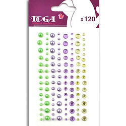 TOGA 120 perles adhésives violet-vert