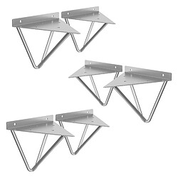 ML DESIGN MODERN LIVING 6x Support étagère d'angle triangle en métal gris avec vis 160 mm fixation mural 