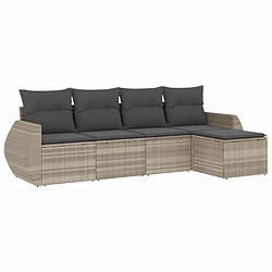 vidaXL Salon de jardin 5 pcs avec coussins gris clair résine tressée