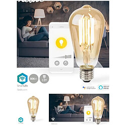 NEDIS Ampoule LED Wi-Fi E27 806 lm 7W Blanc Chaud 1800 - 3000 K Verre Android™ / IOS ST64 à intensité variable