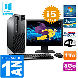 PC Lenovo M92p SFF Core I5-3470 Ram 8Go Disque 1 To Wifi W7 Ecran 19" - Occasion