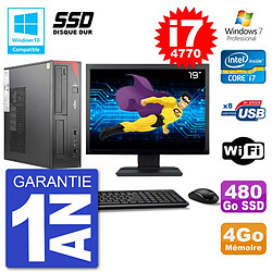 PC Fujitsu Esprimo E520 DT Ecran 19" i7-4770 4Go SSD 480Go Graveur DVD Wifi W7 · Occasion 